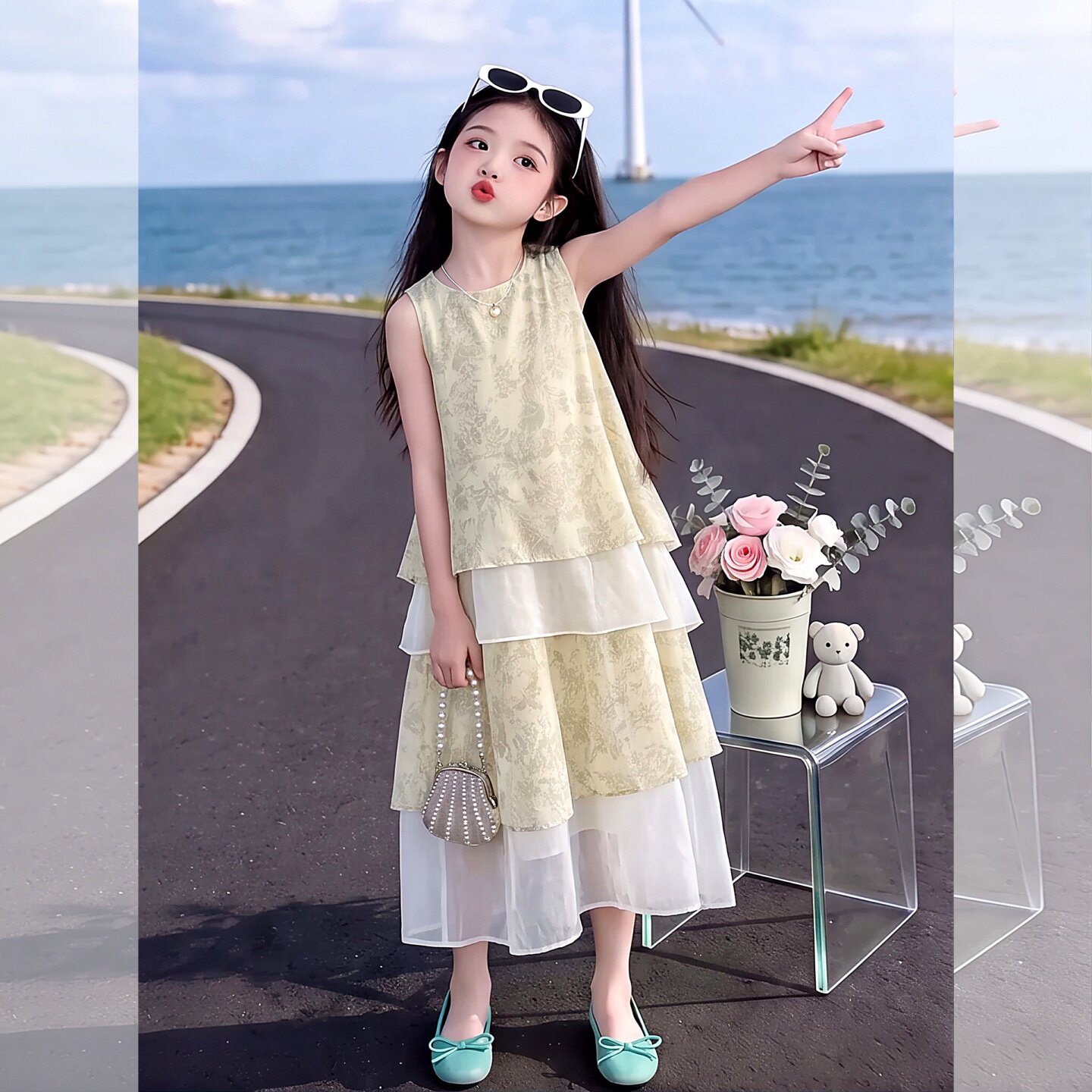 女童夏季甜美无袖连衣裙2026新款