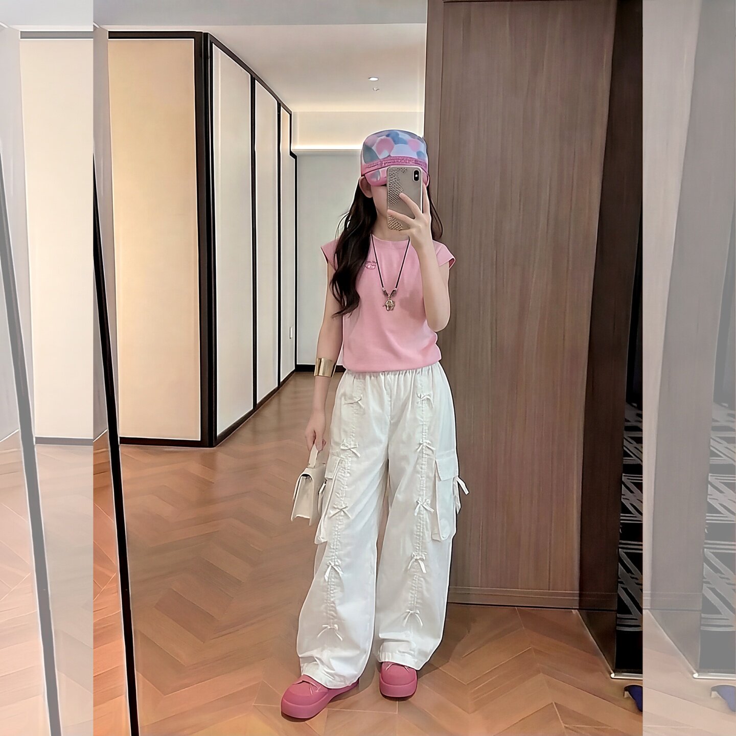女童夏款休闲速干工装裤2026新款儿童蝴蝶结阔腿裤中大童百搭长裤