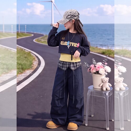 女童秋装潮酷穿搭套装2026新款大