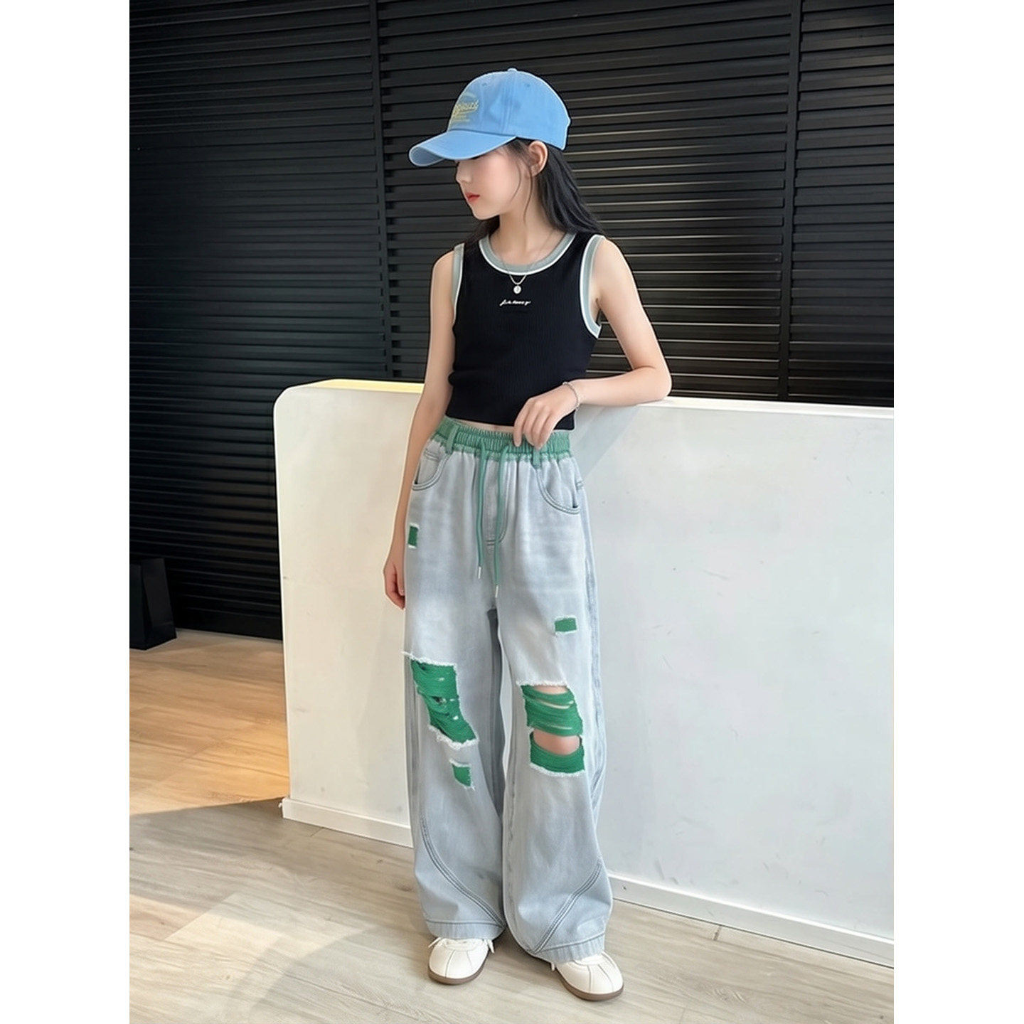 女童薄款牛仔裤夏季儿童时髦裤子