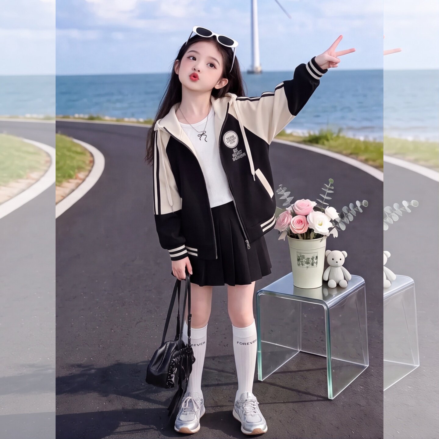 女童拼色卫衣连帽外套秋季2026新