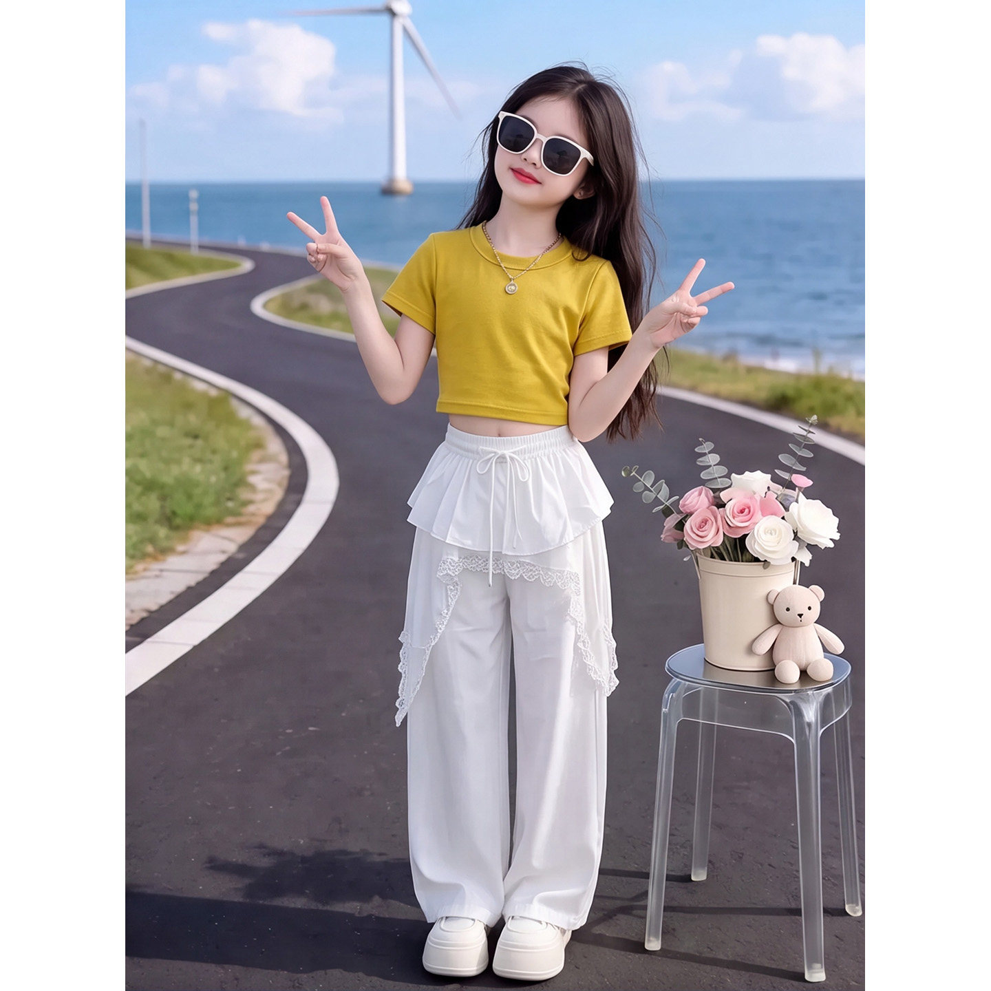 女童夏装裤子2026新款女孩洋气儿