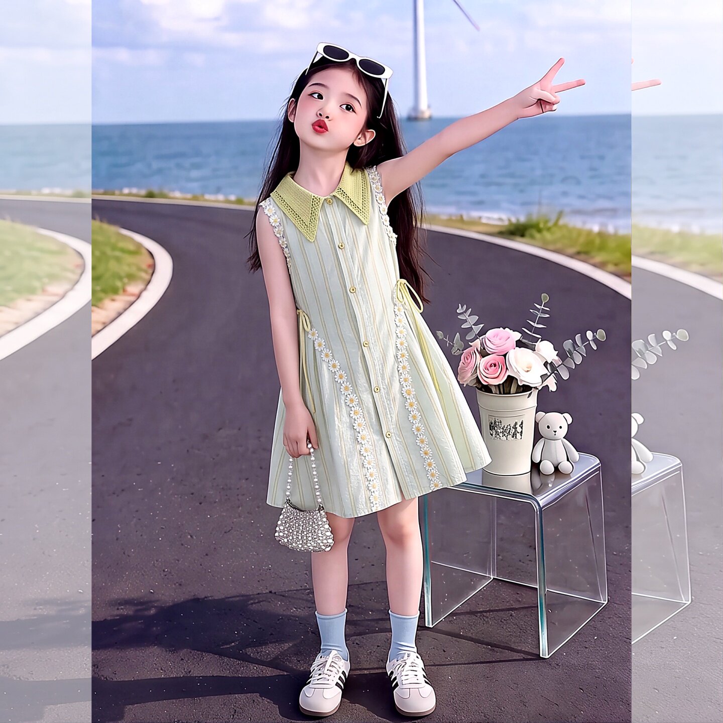 女童碎花连衣裙夏装2026新款甜美