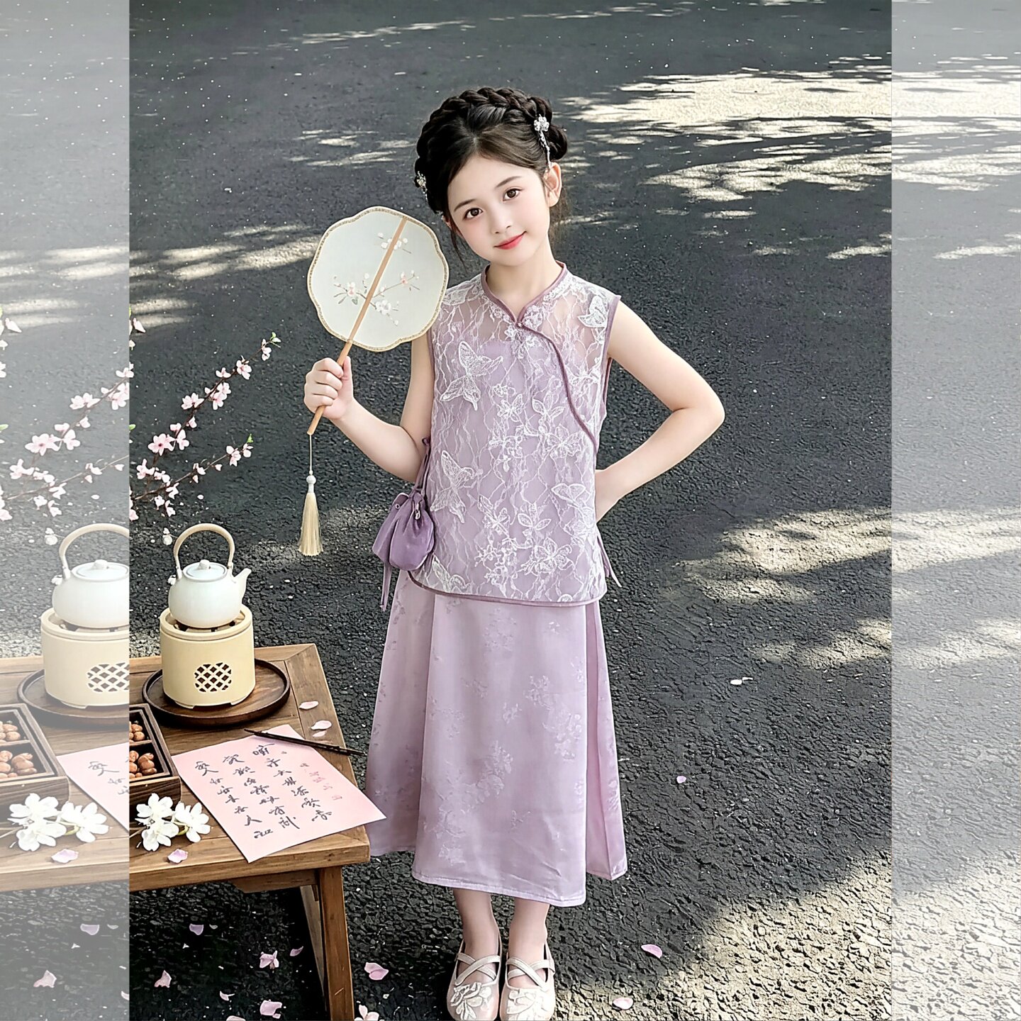 女童夏季套装2026新款新中式旗袍