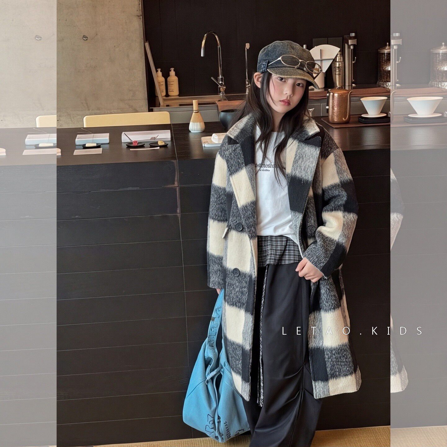 女童加棉格子呢大衣2026新款儿童