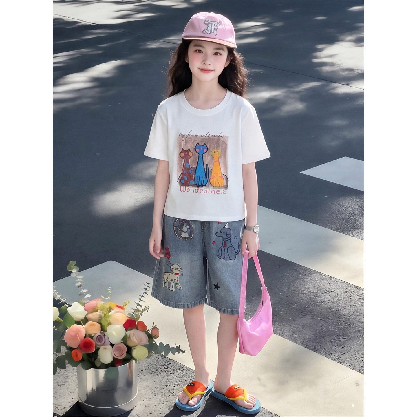 女童T恤夏季新款韩版女孩两件套