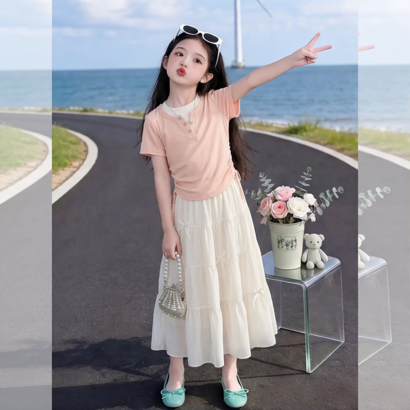 女童连衣裙夏季大童韩版短袖T恤