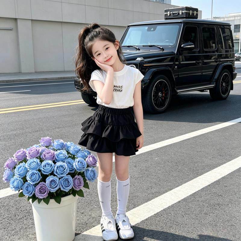 女童裙子套装夏季新款2026女大童洋派韩版儿童短裙女孩超好看夏装