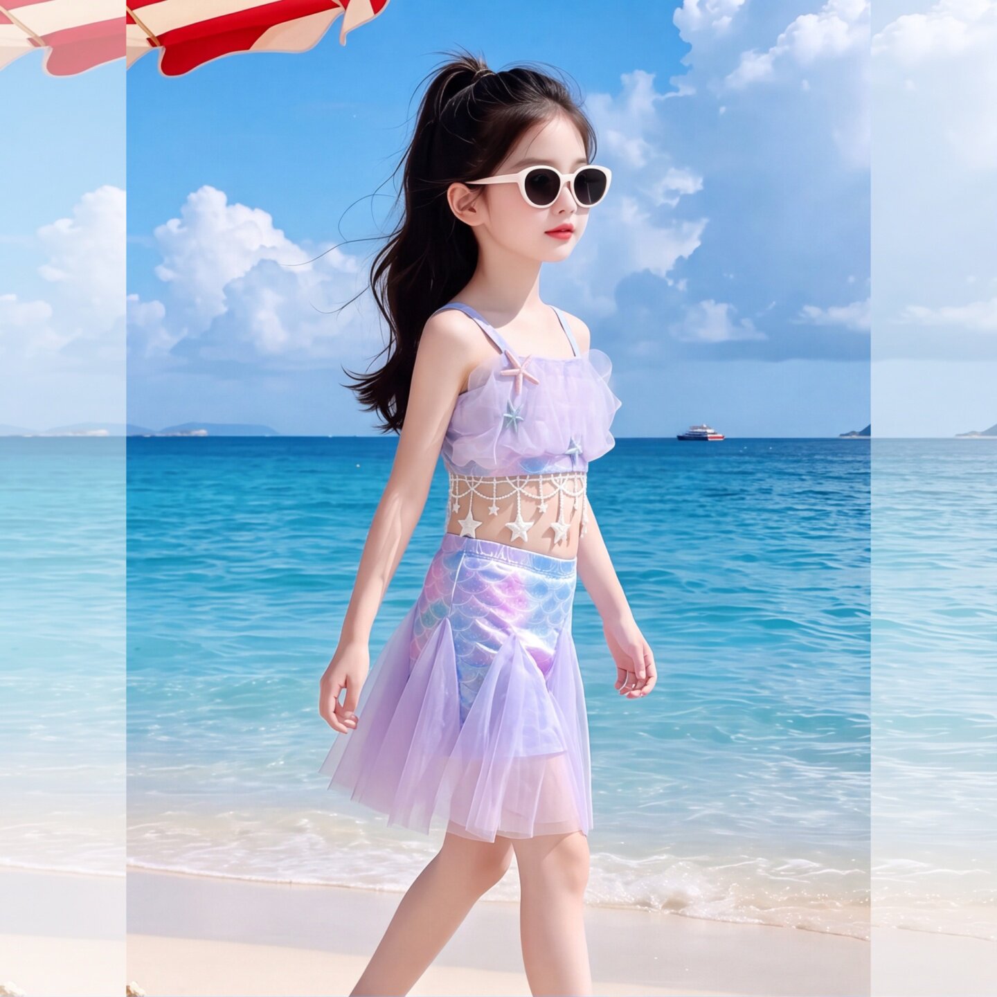 女童美人鱼泳衣夏季2026新款儿童