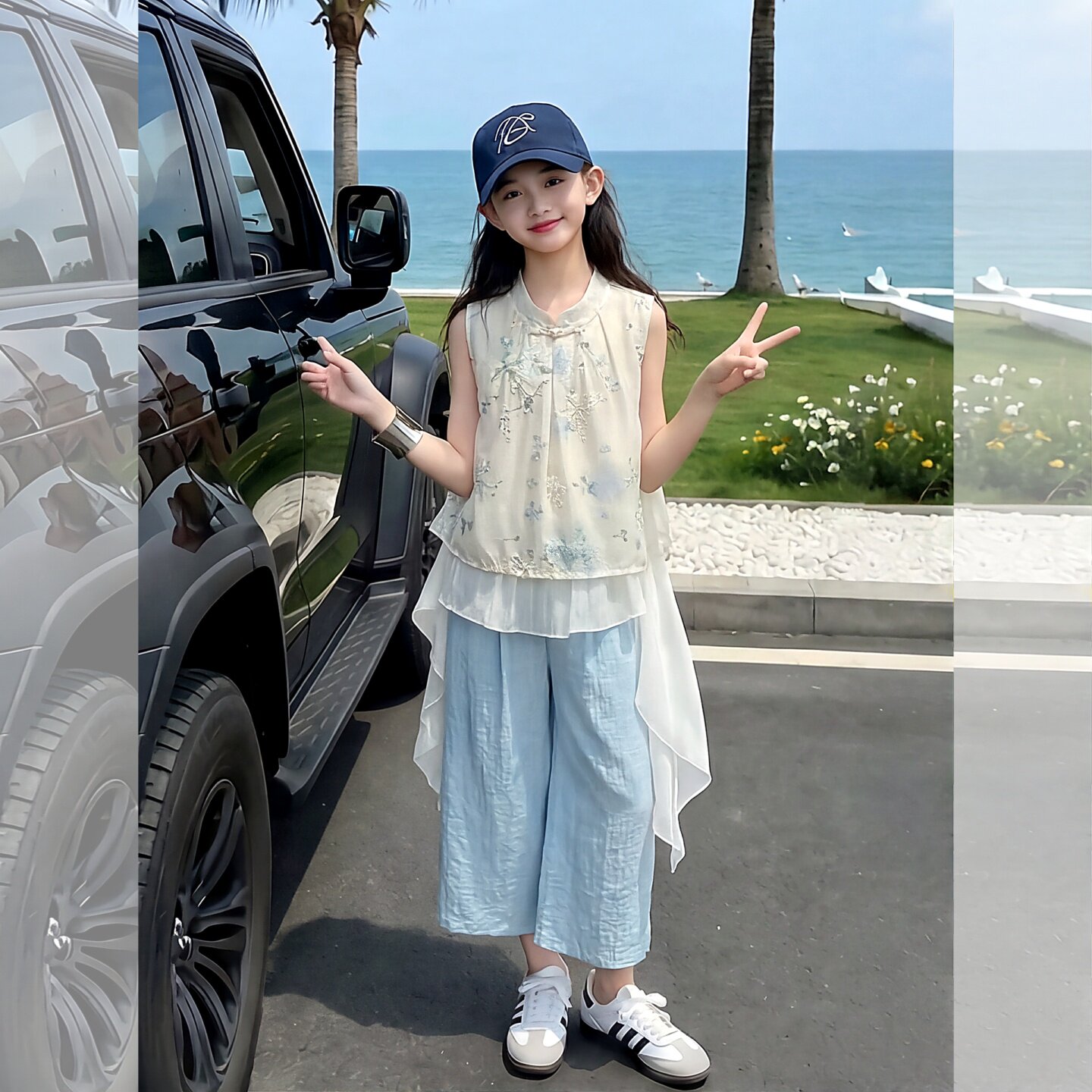 女童夏季洋气新中式衣服女孩薄款