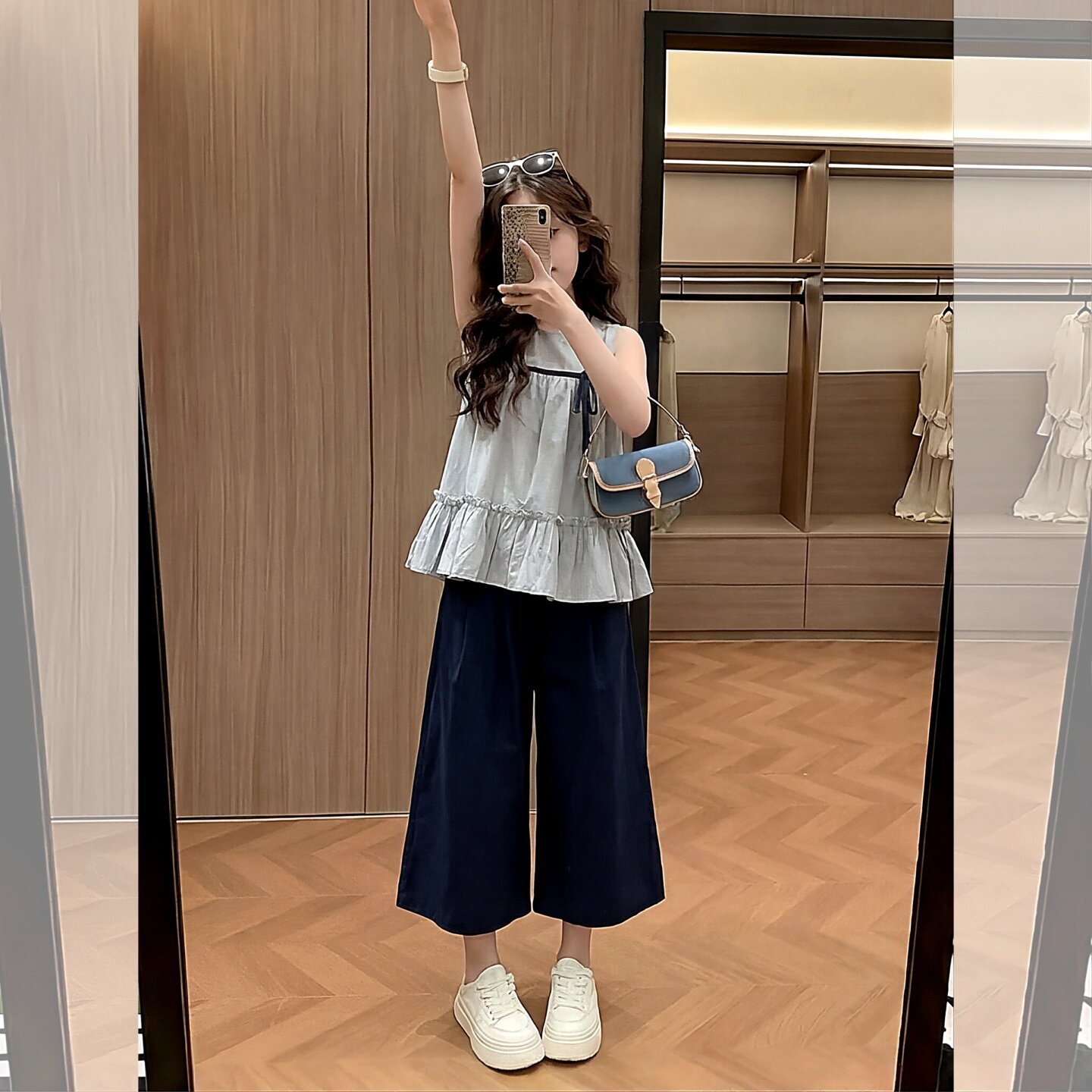 女童套装夏2026新款中大童圆领无
