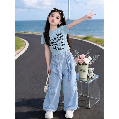 女童工装裤夏季薄款2006新款短袖