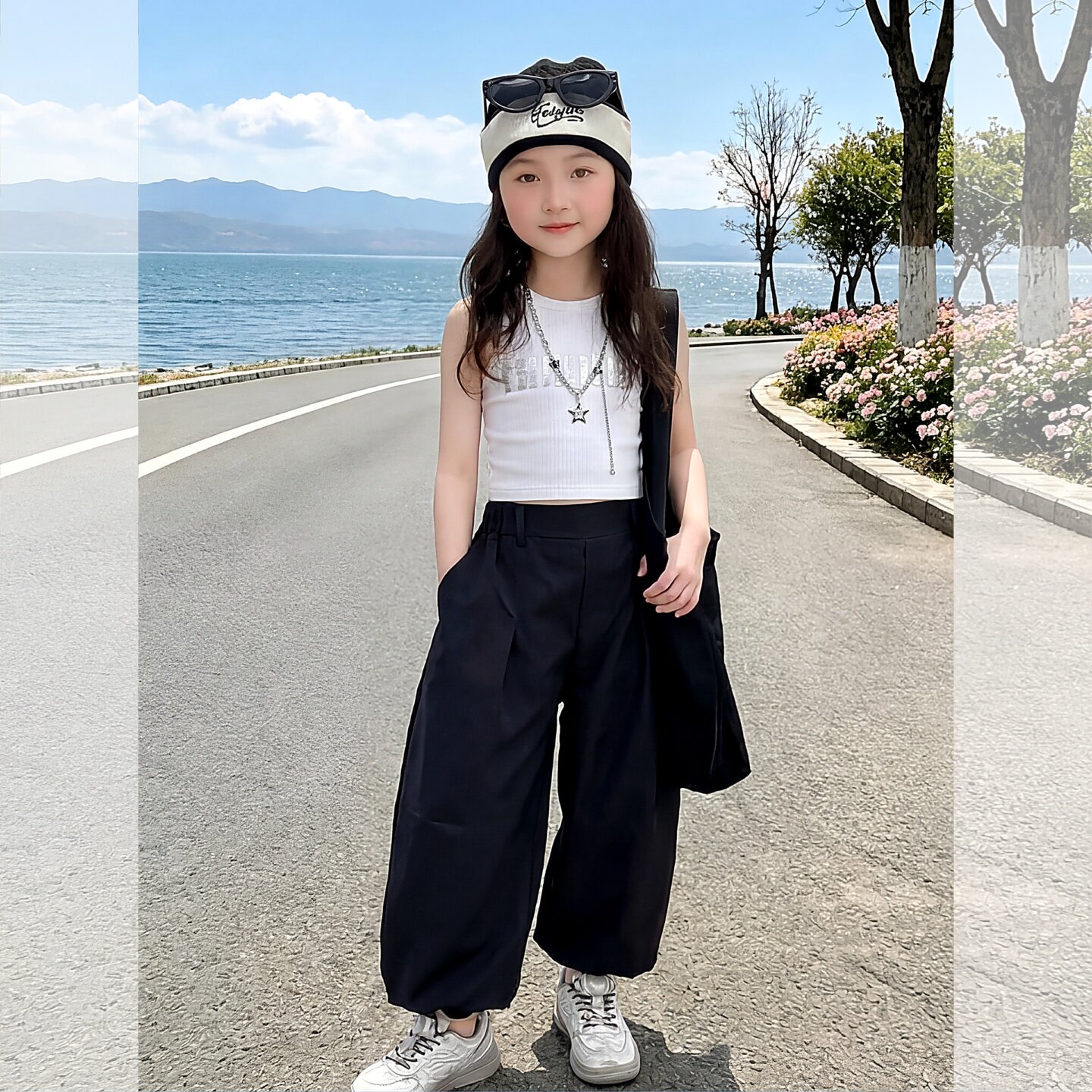 露脐背心装女童爵士舞服装少儿棉