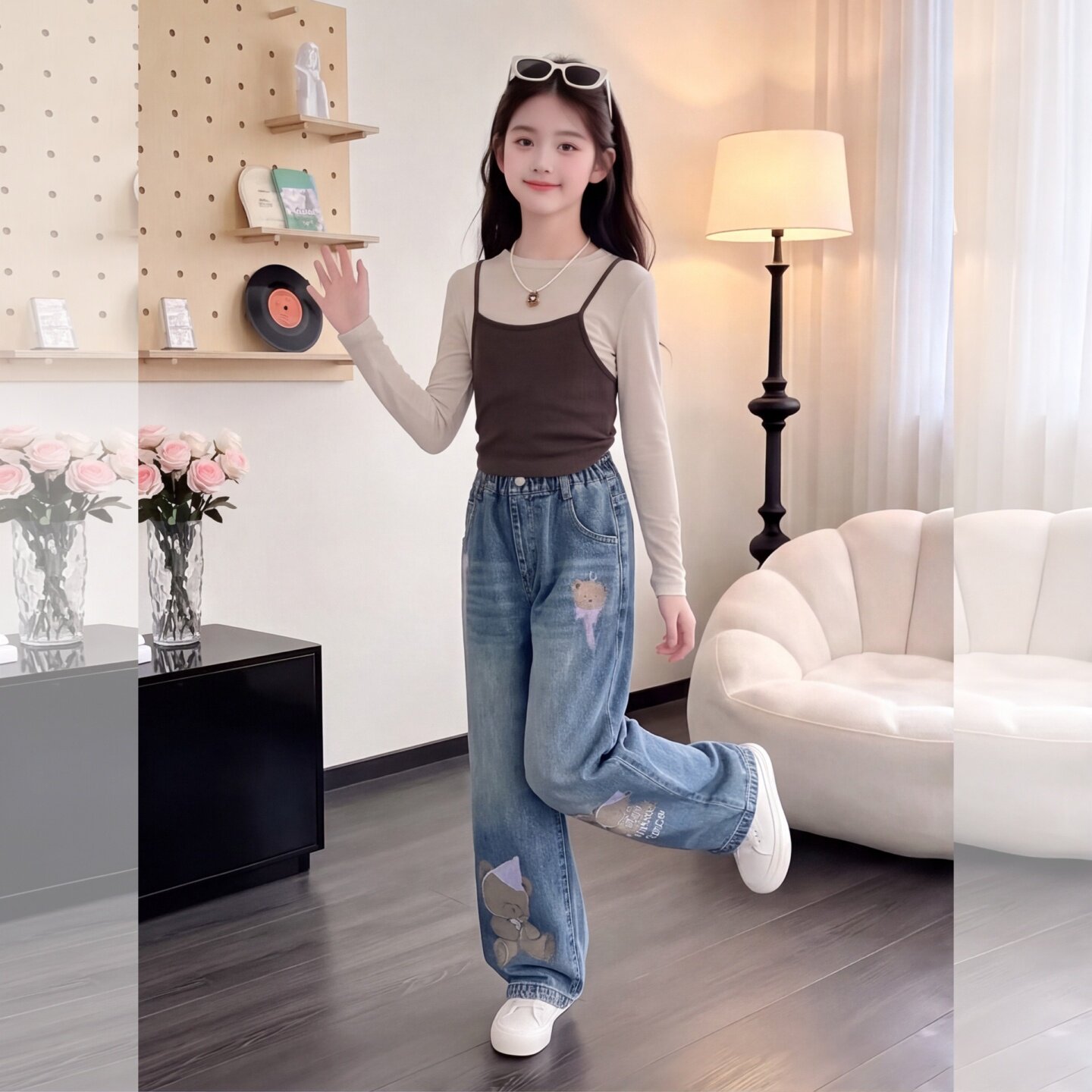 女童裤子秋季2026新款洋气大童牛