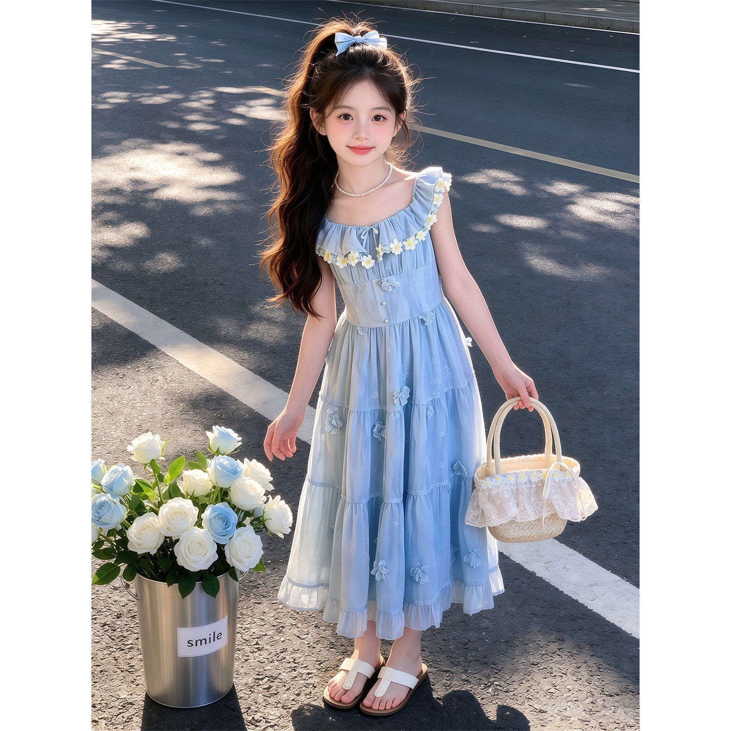女孩独特漂亮裙子绝美女童连衣裙夏季2026新款碎花裙中大儿童夏裙