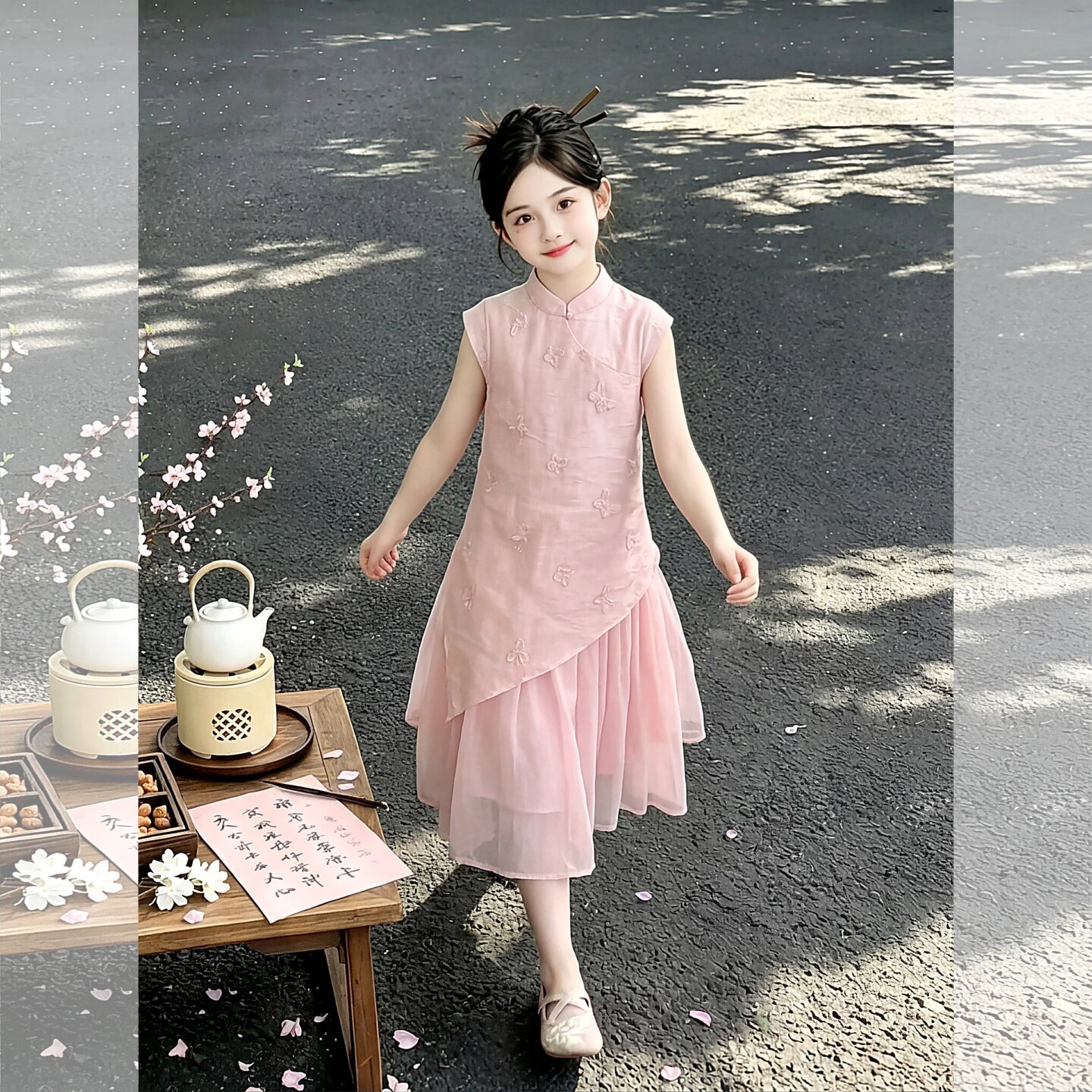 女童旗袍夏季2026新款儿童洋气时髦国风中式汉服裙女孩夏款裙子潮