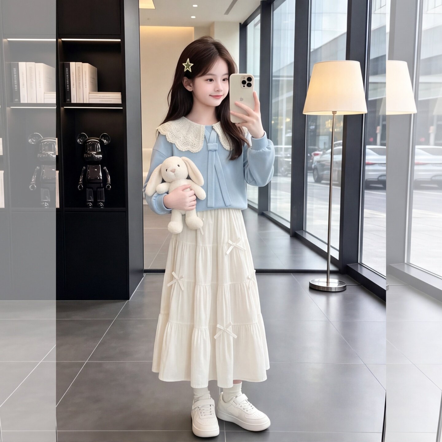女童春秋清新甜美卫衣半裙套装
