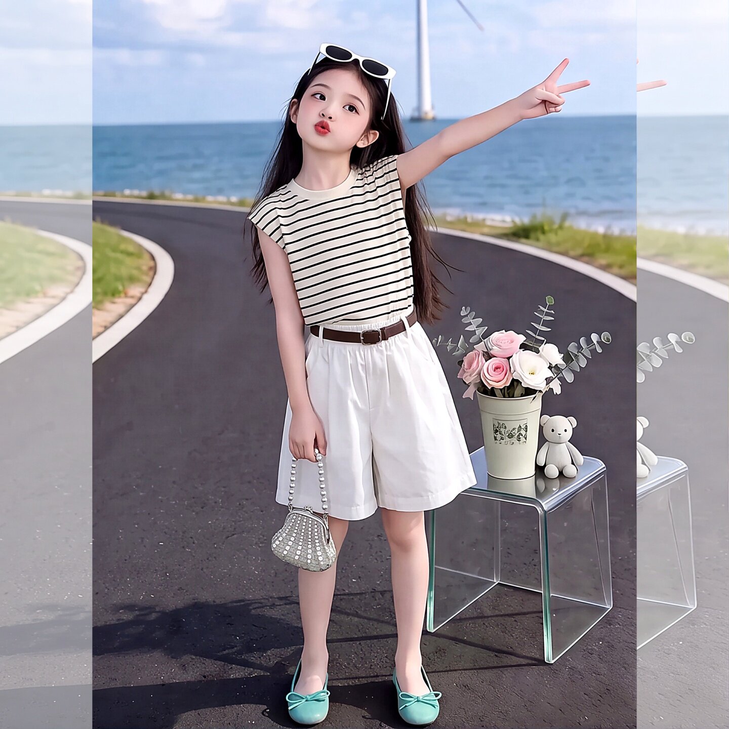 女童套装夏季新款韩版女孩T恤短4