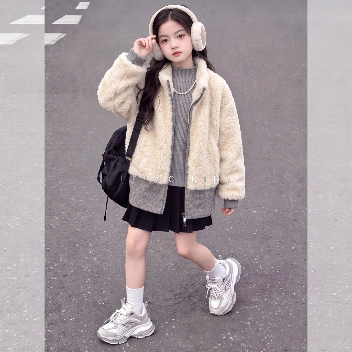 女童冬季韩系休闲颗粒绒加棉外套