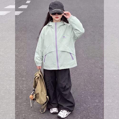 女童2026新款连帽防风外套春秋