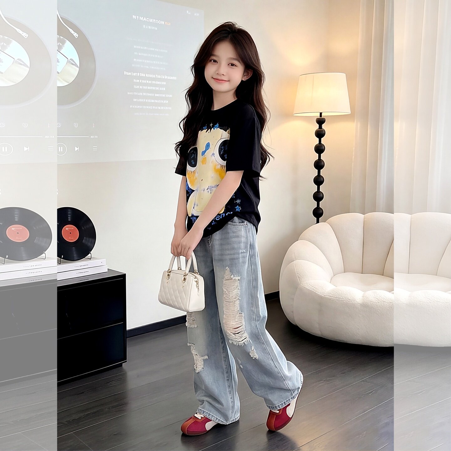 女童夏季套装2026新款美式复古破