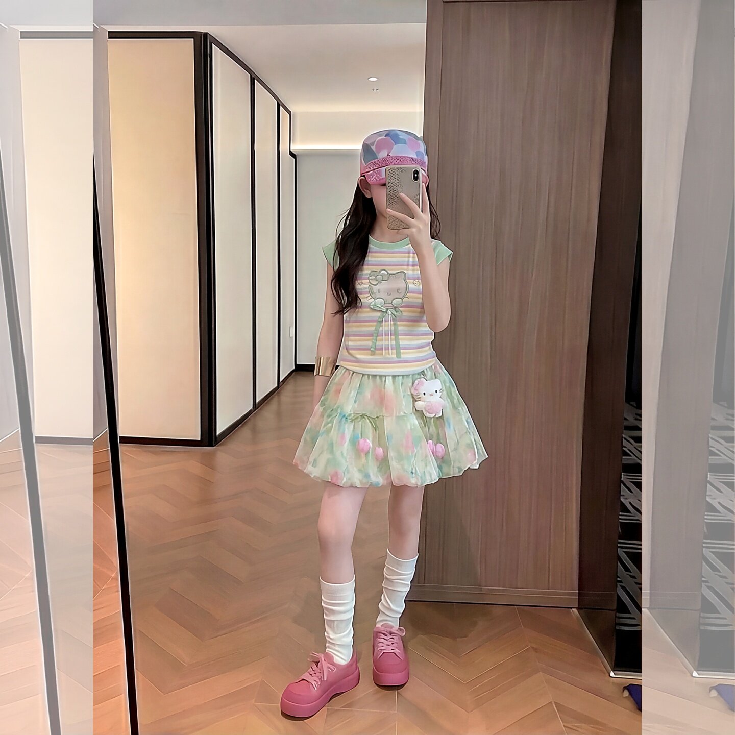 女童夏季短袖扎染灯笼裤套装新款