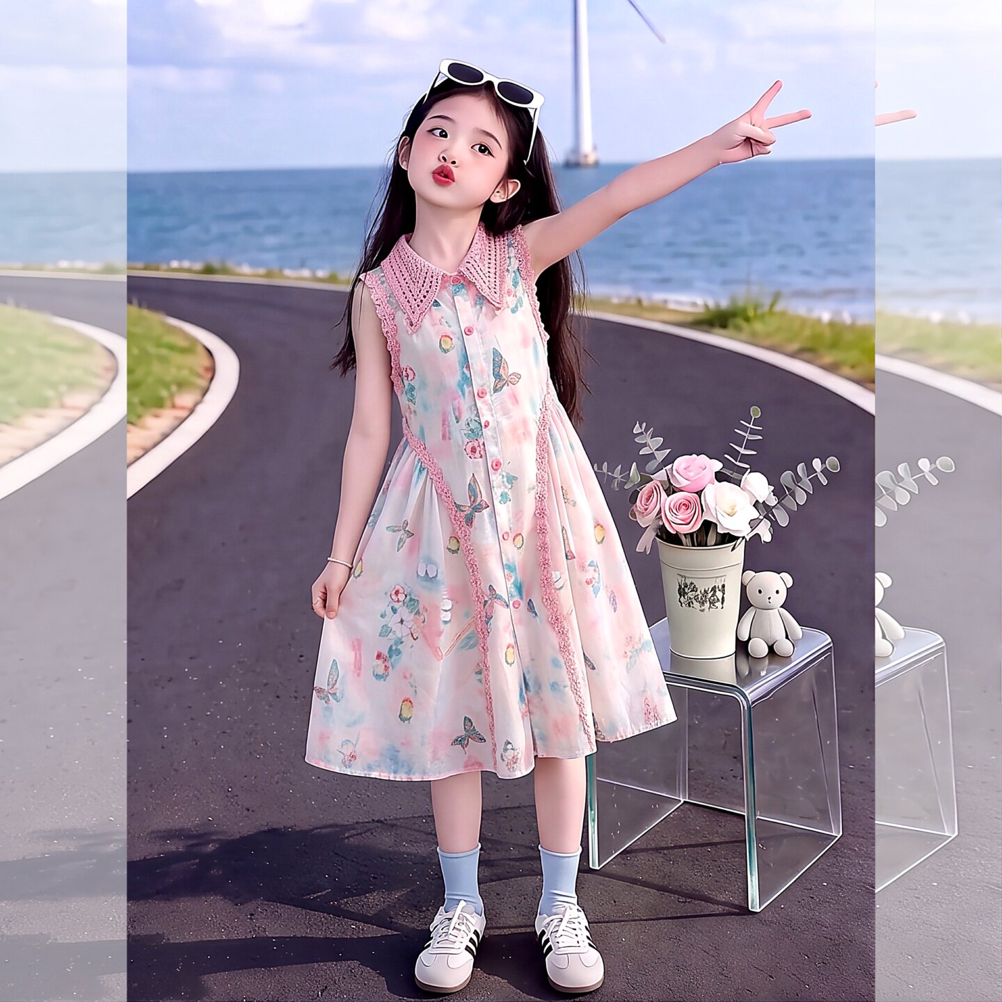 女童夏套装2026新款波西亚风连衣