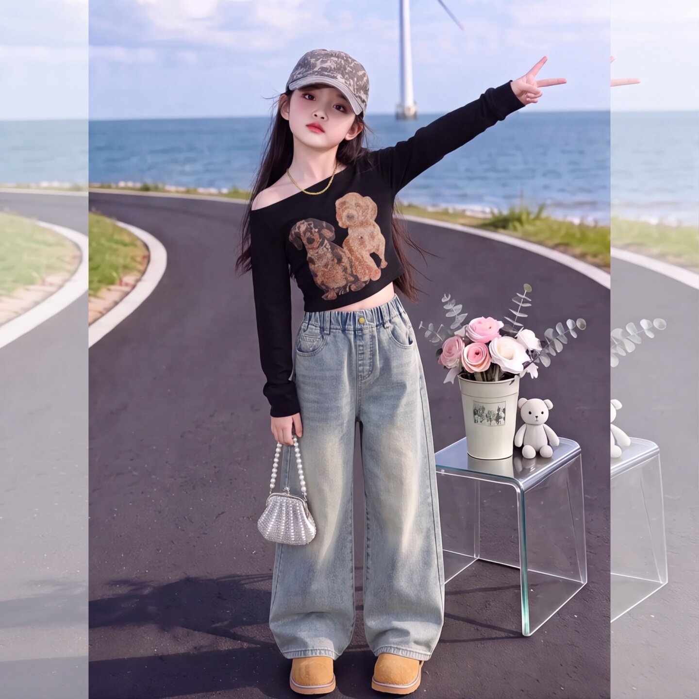 女童裤子秋季薄款2026新款儿童洋
