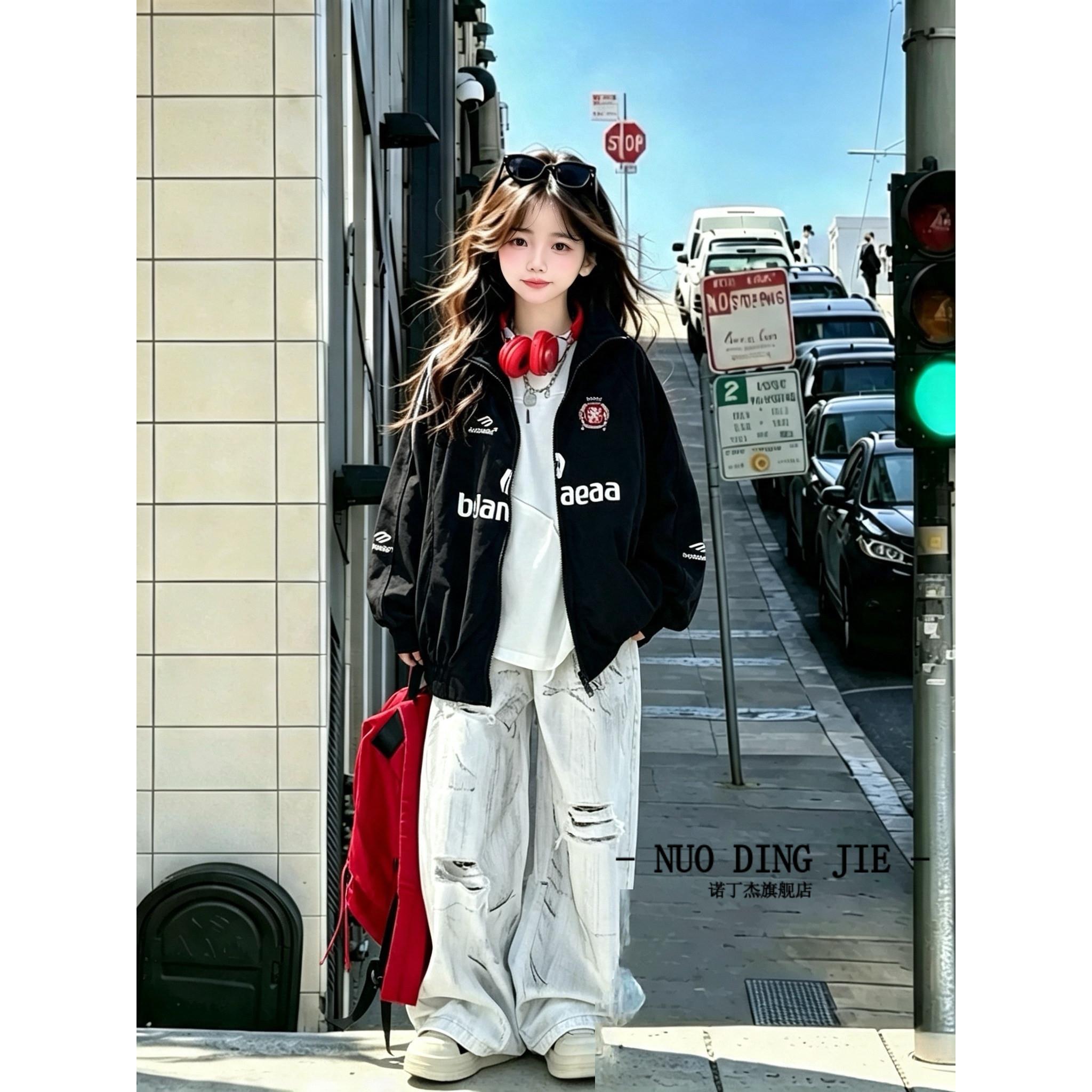 童装女童外套春秋款2026年新款棒球服儿童中大童夹克女孩秋装上衣