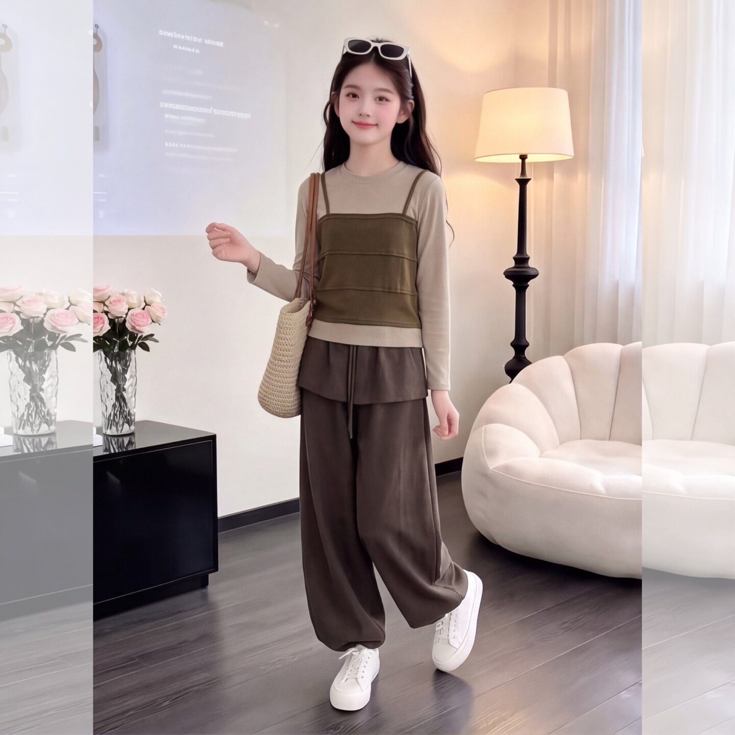 女童秋季假两件套装2026新款洋气