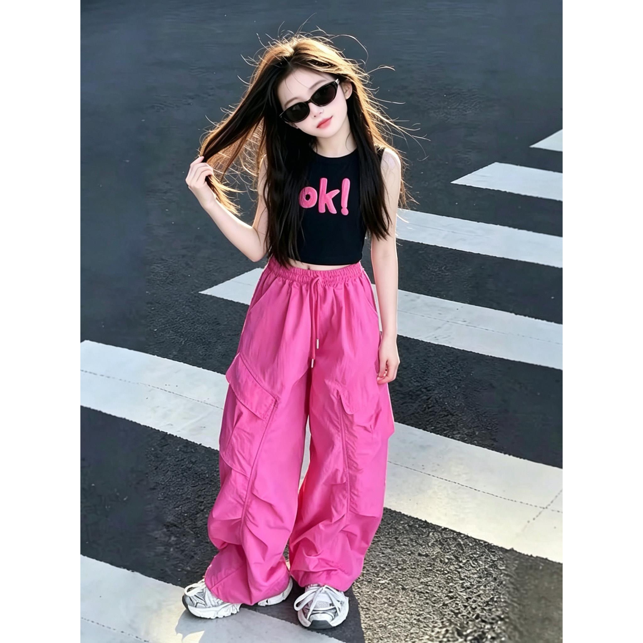 女童网红套装2026夏款时髦洋气中大童休闲背心工装裤薄款两件套潮