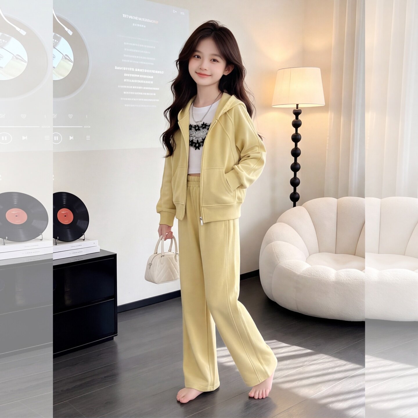 女童秋季装套装洋气连帽外套棒球