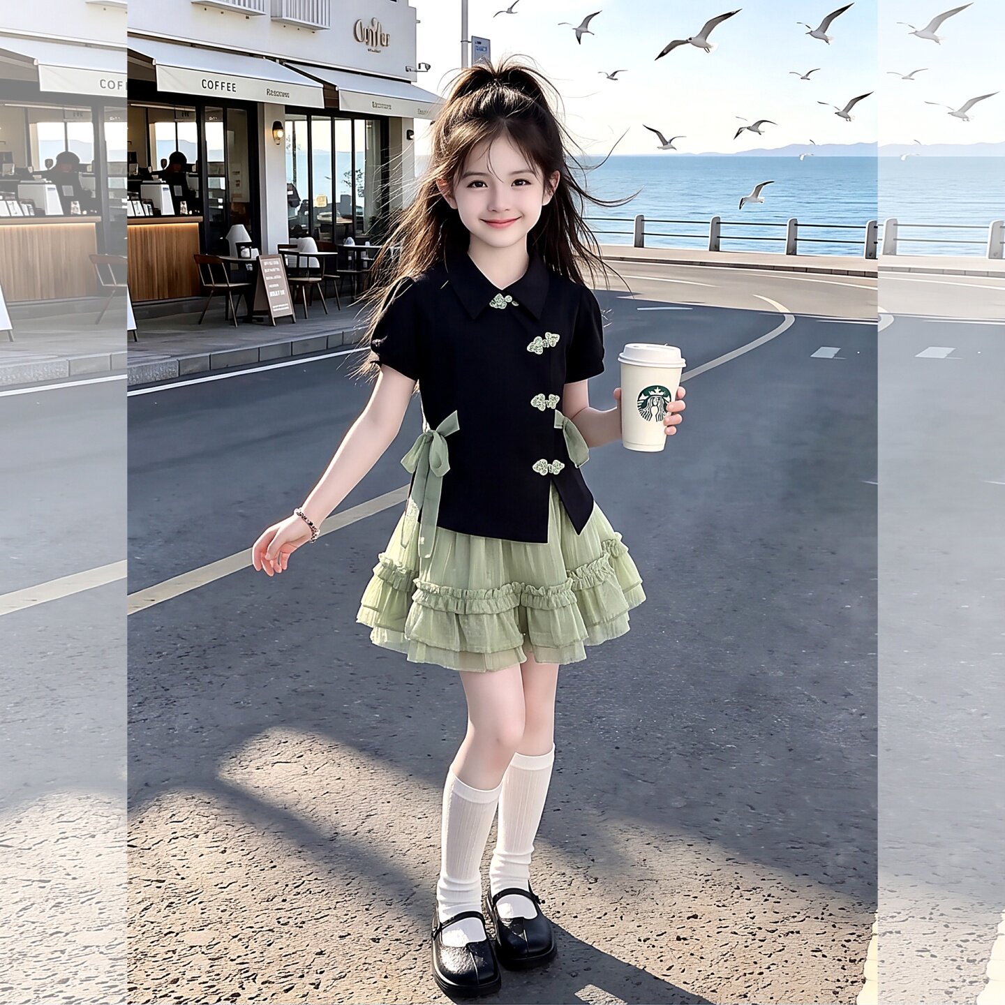 儿童女孩子的衣服套装夏季女童时
