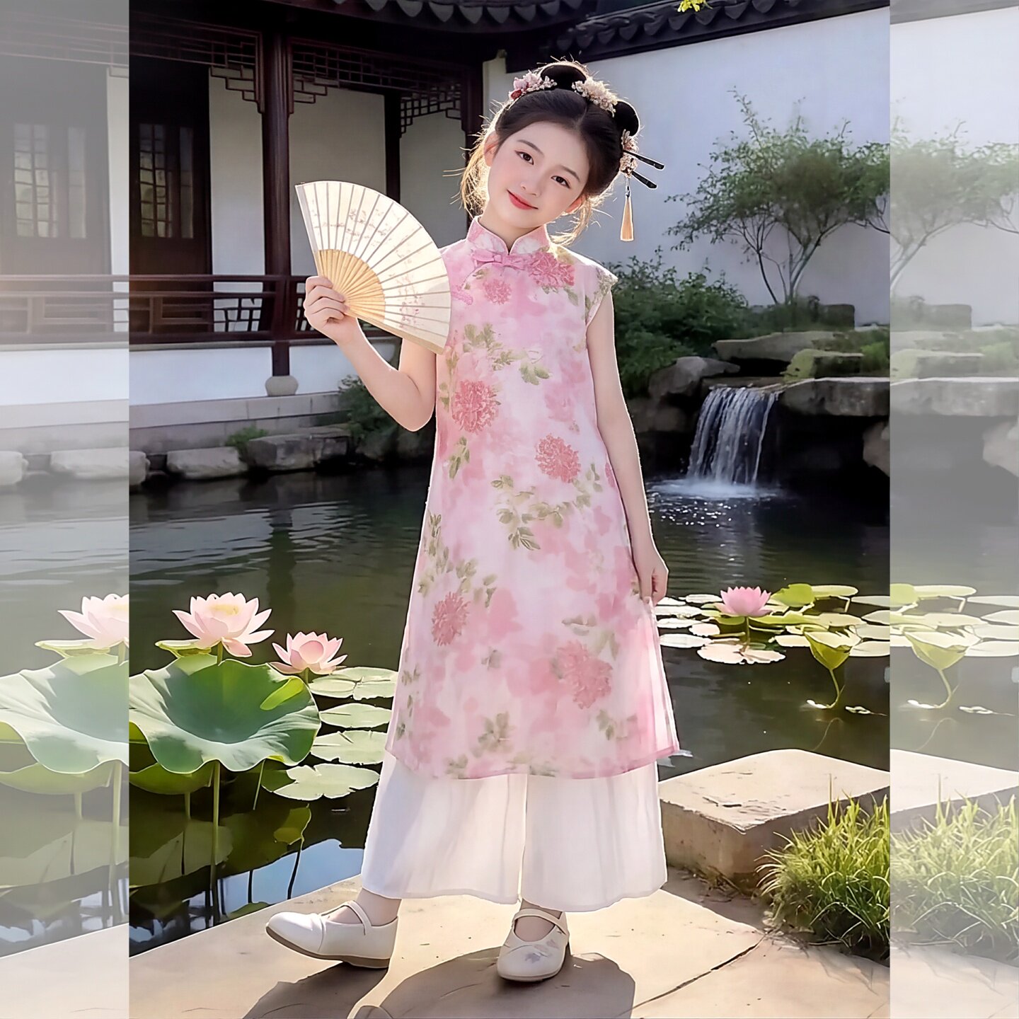 女童国风连衣裙夏汉服阔腿裤套装