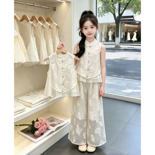 女童汉服套装夏季2026新款儿童洋气新中式背心夏装女孩国风两件套