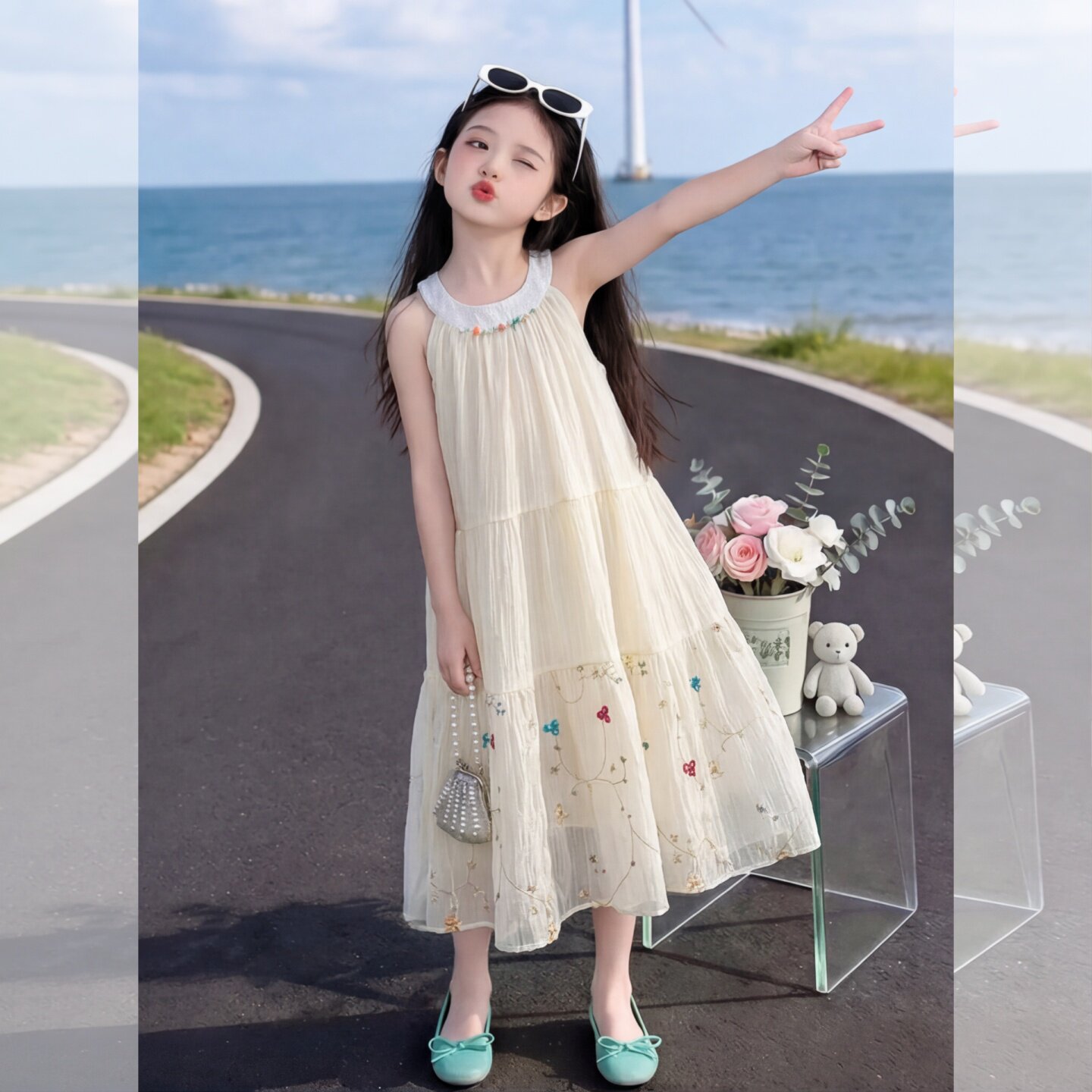 女童夏装甜美可爱无袖连衣裙