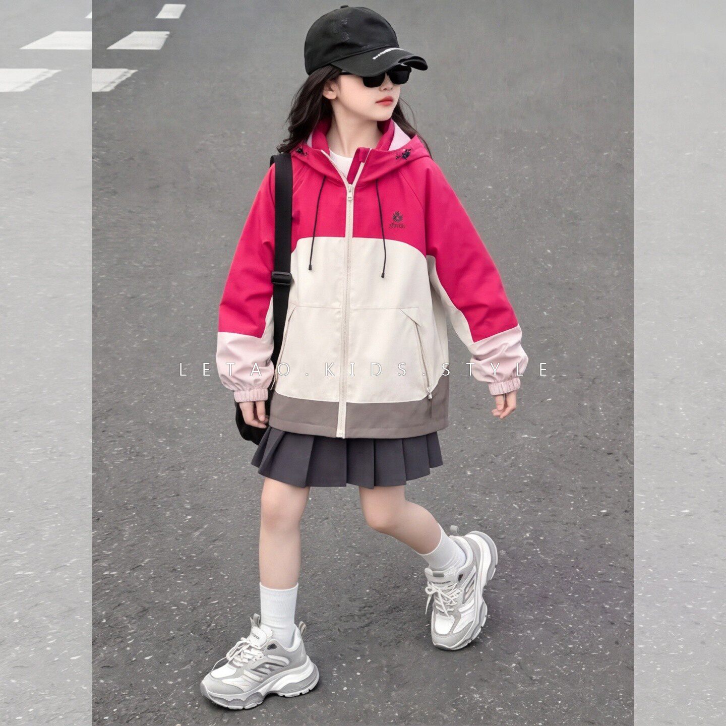 女童三合一可拆卸加绒冲锋衣外套