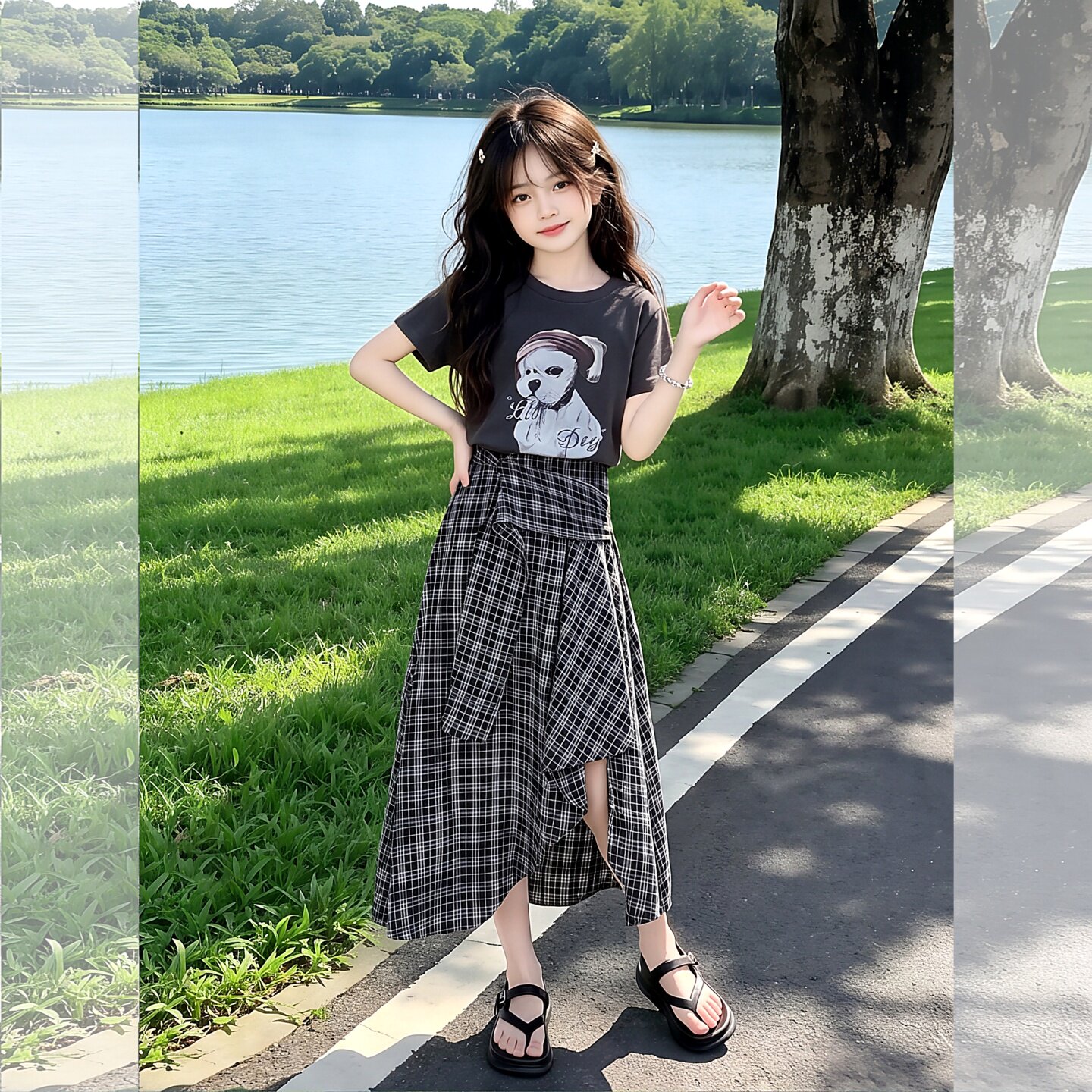 女童夏装套装裙子中大童时髦洋气
