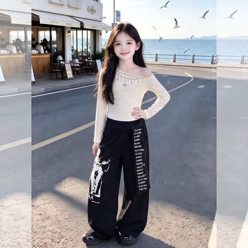 女童秋套装2026新款儿童喇叭裤子