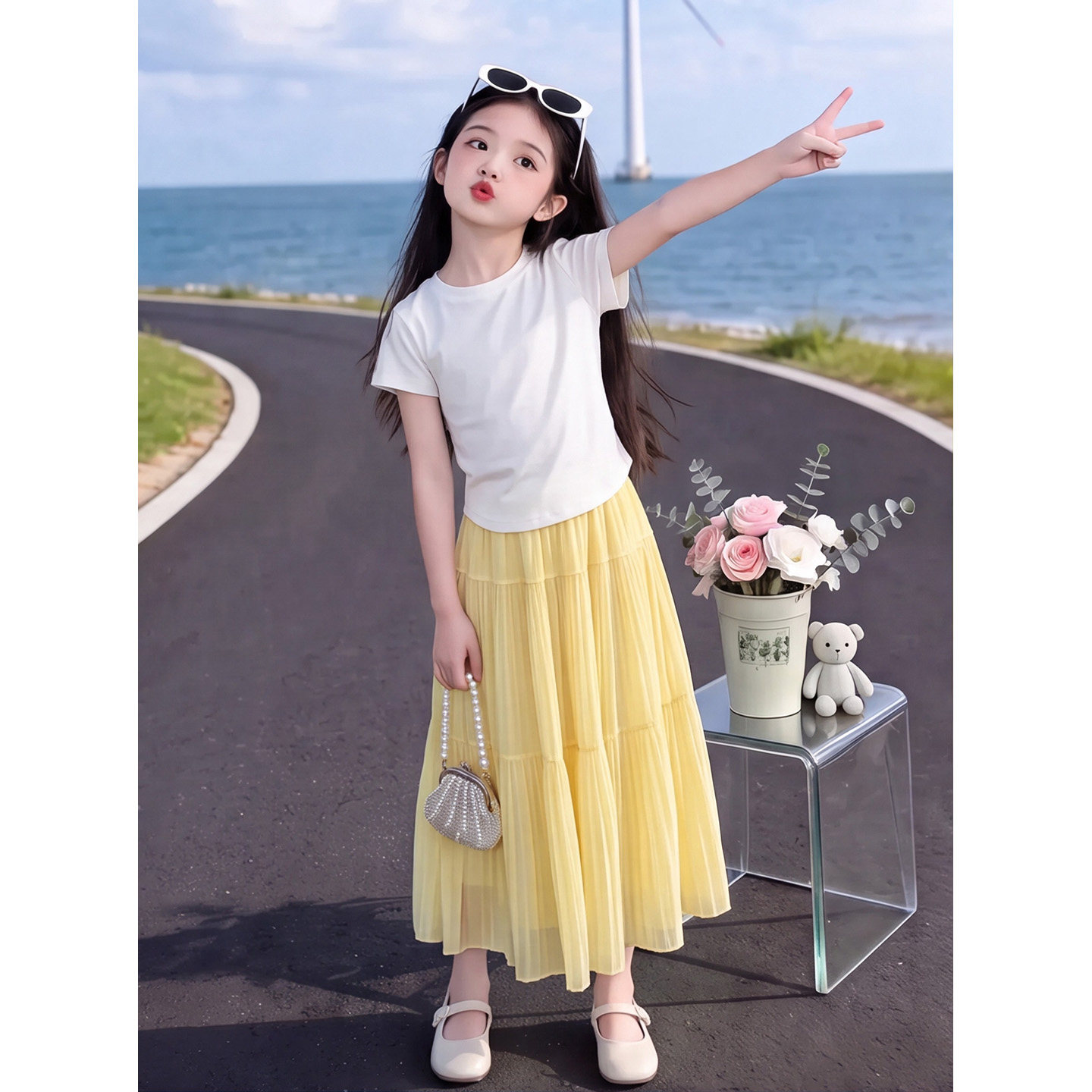 女童夏装短袖半身裙2026新款女孩