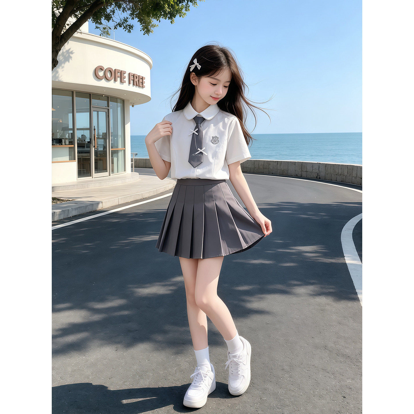 女童JK套装夏季2026新款儿童学院风衬衫夏装女孩百褶裙两件套洋派