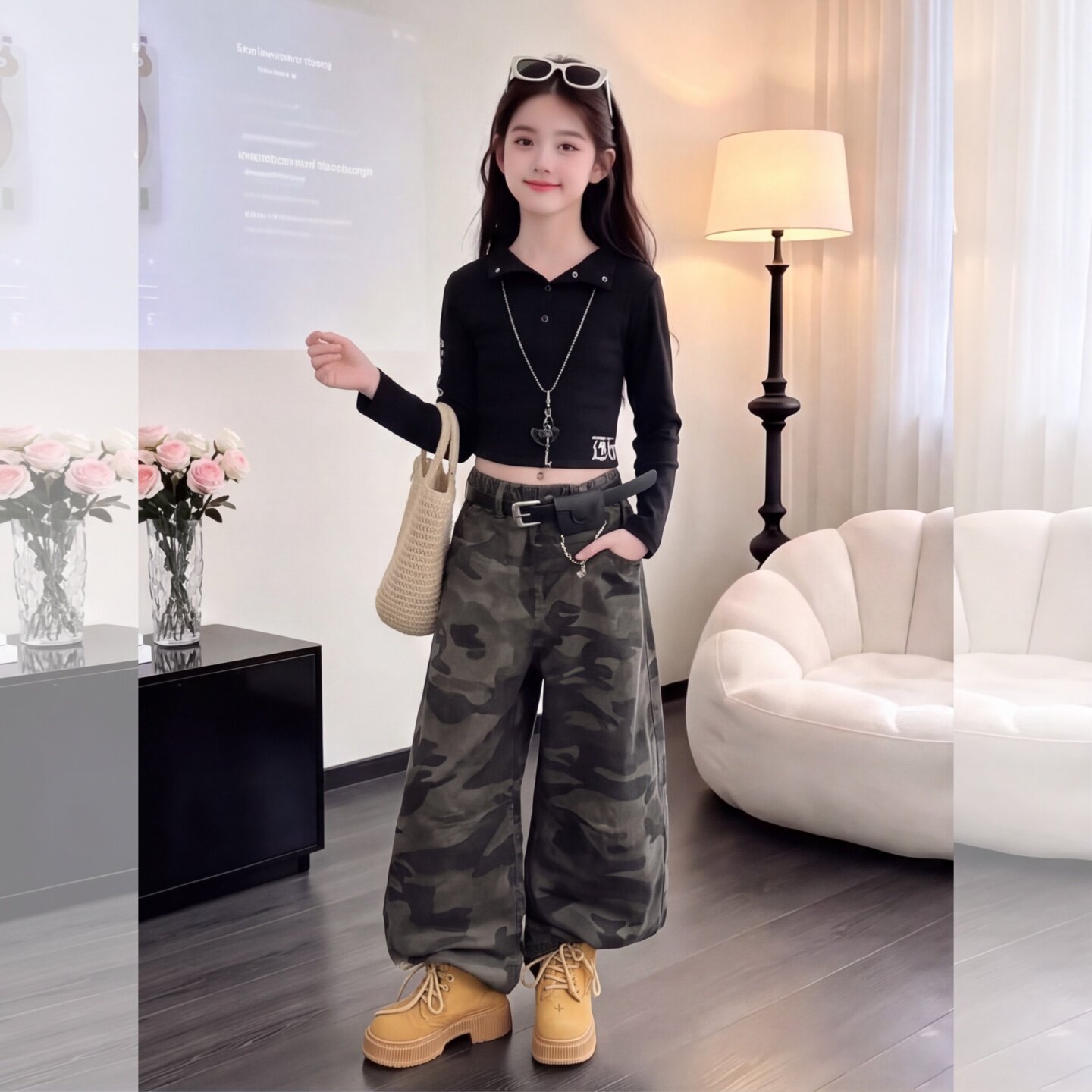 女童迷彩裤2026新款儿童工装秋季