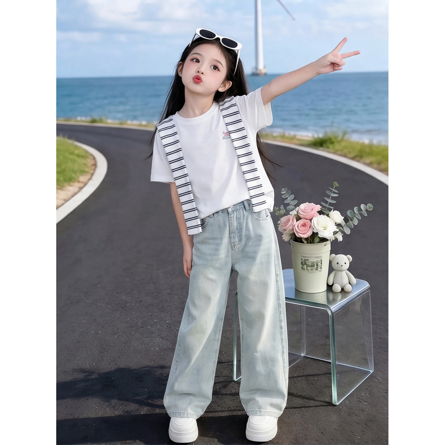 女童披肩套装2026夏季新款洋气