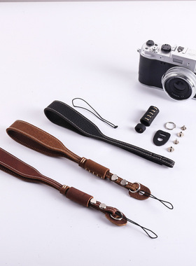 适用于RX100 ZV1 lx10徕卡C-LUX手腕带黑卡7 GR3G7X2相机真皮手绳