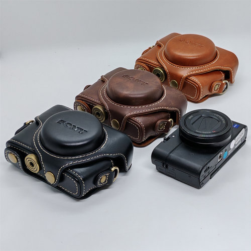 适用于索尼 RX100 (M1-7代) 相机全包保护壳  M1-7复古底座带肩带