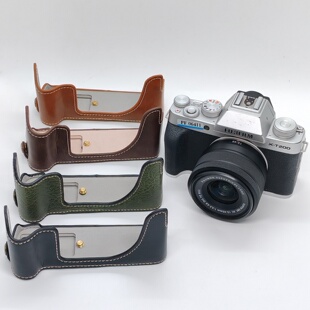 适用于 富士 XT200油皮底座相机皮套 xt200保护壳半套包 手绳肩带