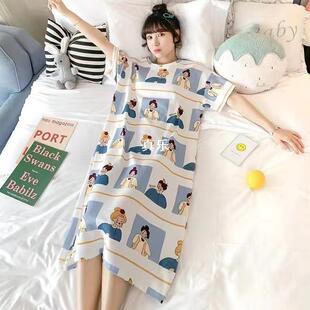 真乐 睡衣女睡裙薄款 短袖 宽松家居服大码 学生甜美卡通可爱2022新款