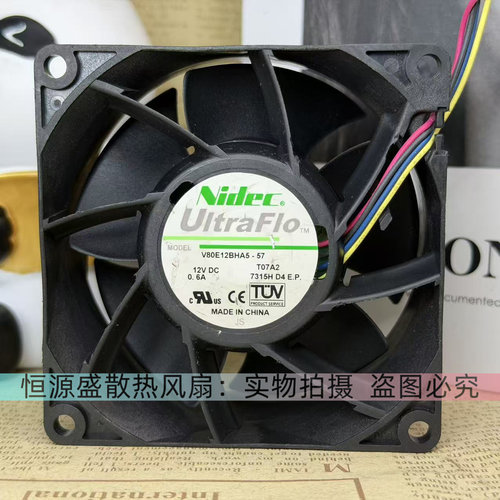 原装Nidec V80E12BHA5-57 12V 0.6A 8038 8cm 服务器暴力散热风扇