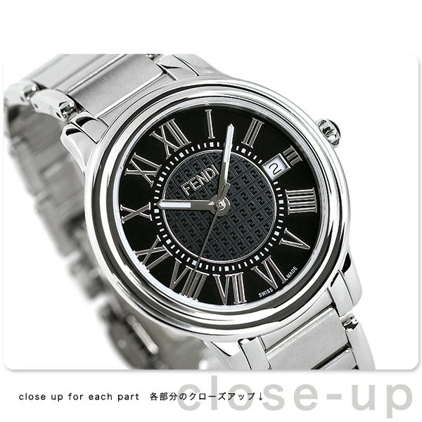 日本代购 fendi 男士瑞士产商务休闲钢带简约石英手表