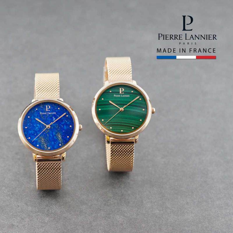 日本代购 pierre lannier 女士玫瑰金宇宙星空极光表盘石英手表